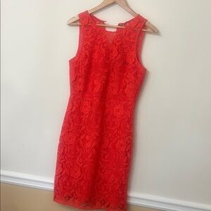 J. Crew Red Floral Lace Midi Dress